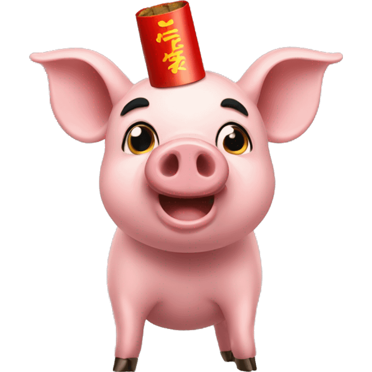 a pig that bursts firecrackers emoji