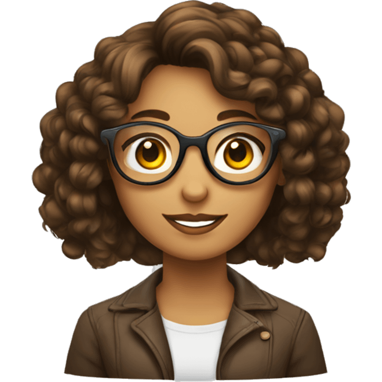 Fille avec lunette ronde cheveux brun attacher emoji