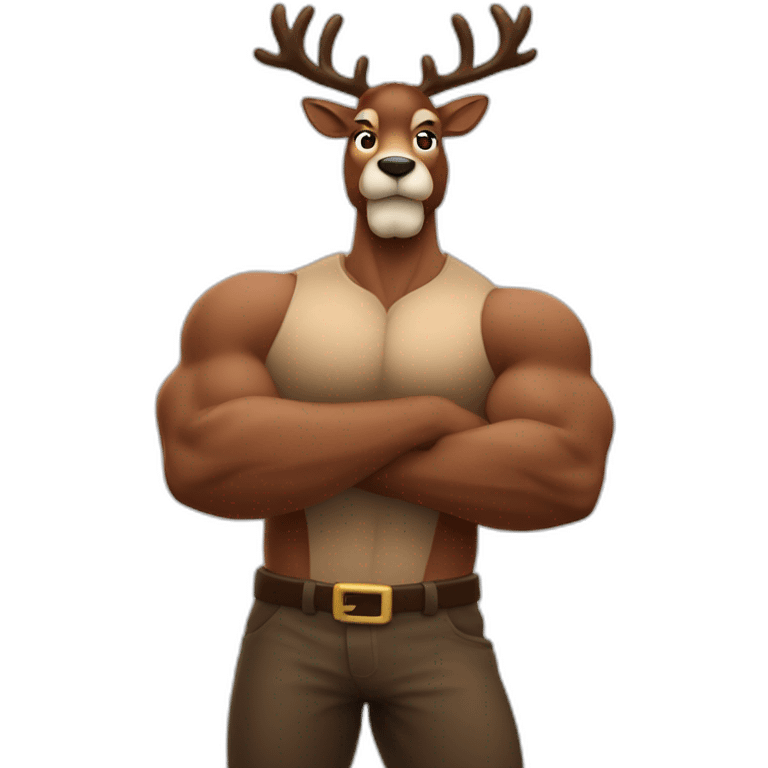 Reindeer muscular showing off biceps arms crossed masculine fierce torso emoji