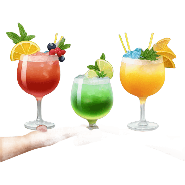 Three cocktails in hands emoji