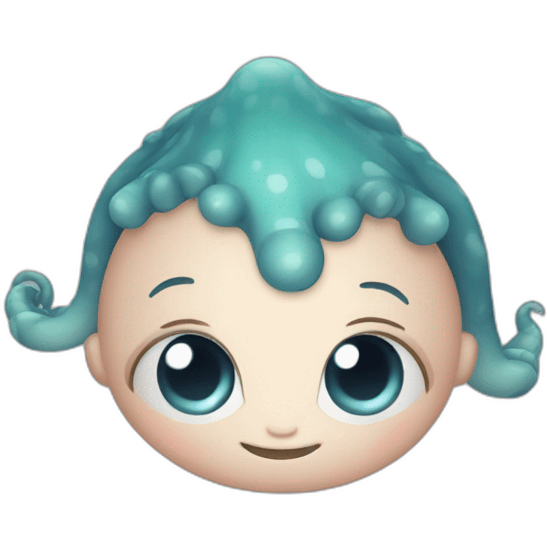 Cute kraken cute face eyes close making yoga emoji