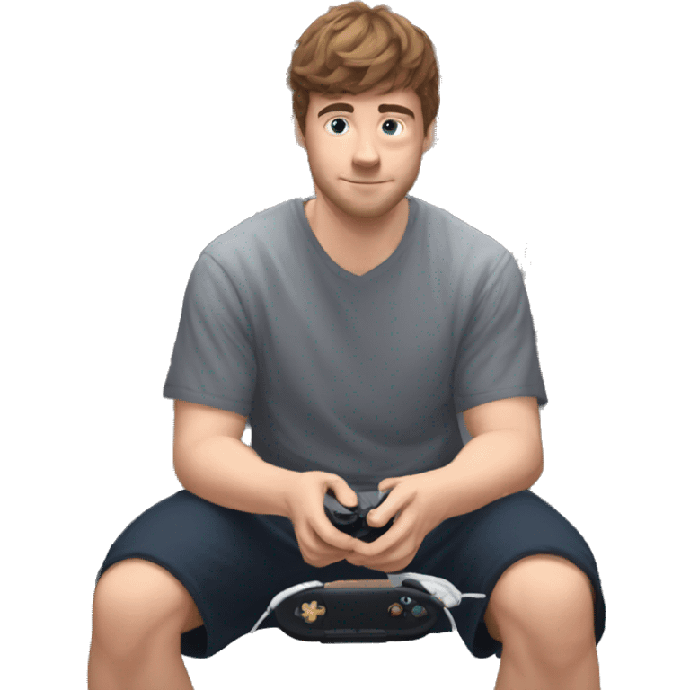 mr beast playing video games with conrtroller , half body emoji