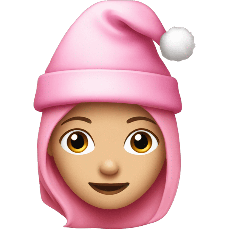 Pink Christmas hat on girl emoji