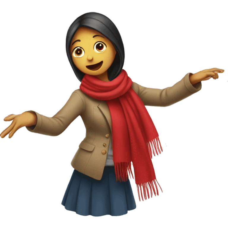 Girl with red scarf doing a dab emoji