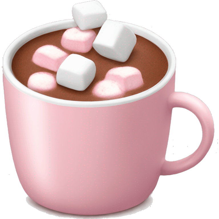 Light Pink mug of hot chocolate with marshmallows  emoji