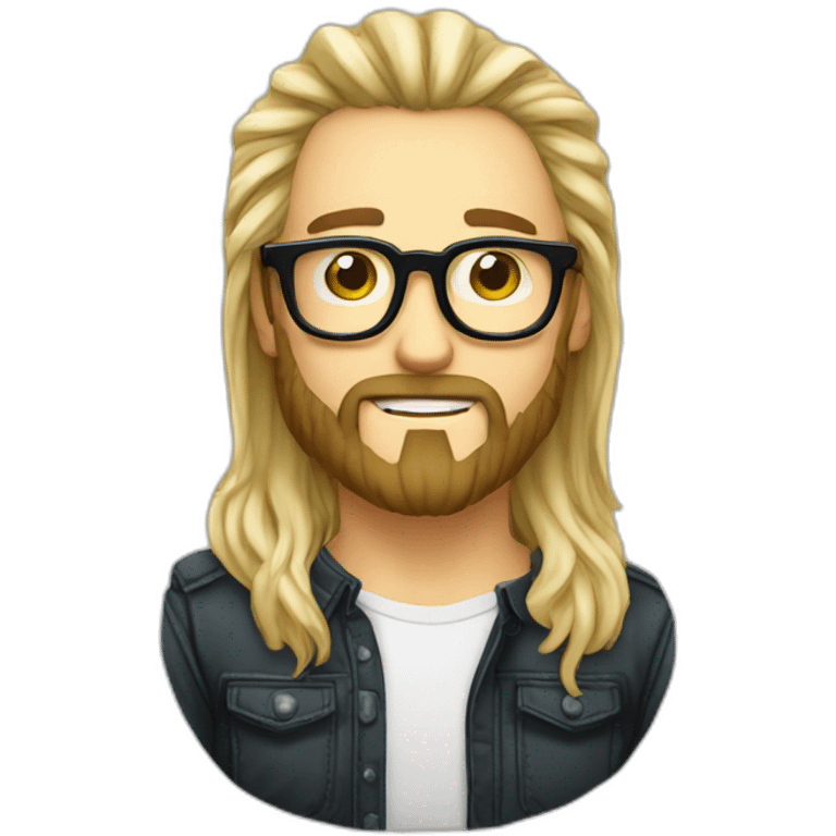 Dude blond round glasses chaotic beard long hair drink rhum emoji