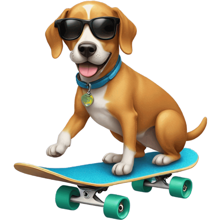 Dog riding a skateboard with sun glasses emoji