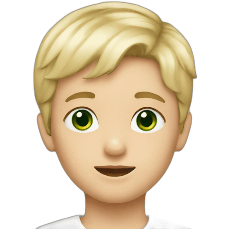 4 years old european boy with short blonde hair and green eyes emoji