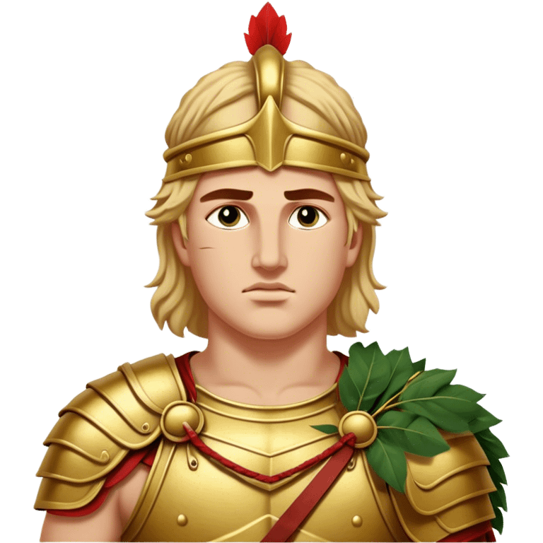 Cinematic Realistic portrait of Alexander the Great, depicted with photorealistic detail as a commanding historical conqueror, featuring sharp, lifelike facial features, meticulously rendered ancient Macedonian armor, and a laurel wreath, illuminated by natural, dramatic lighting that highlights his youthful determination and legendary presence. emoji