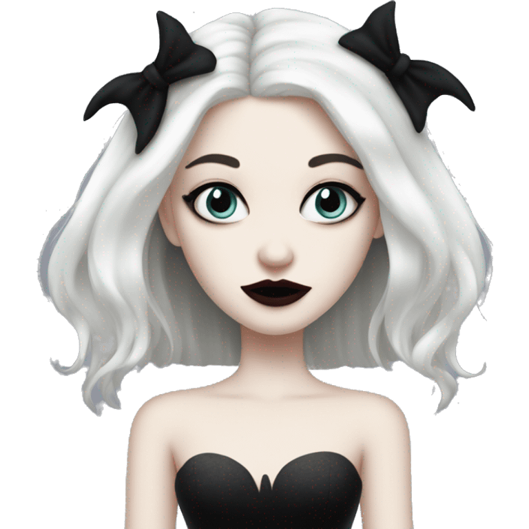 spooky girl, pale skin, cruella hair emoji