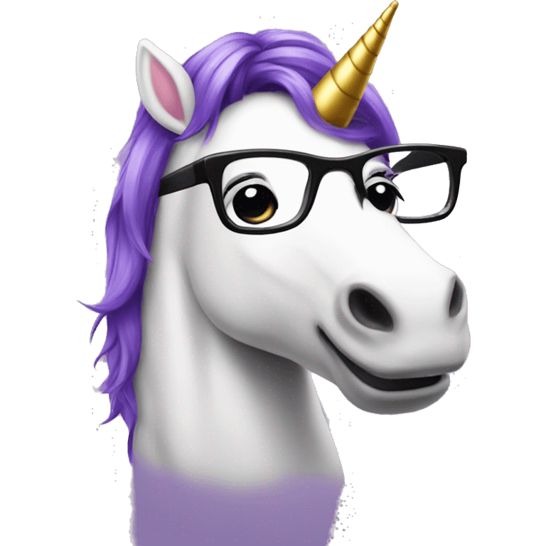 purple hair unicorn with black glasses and a light bulb emoji