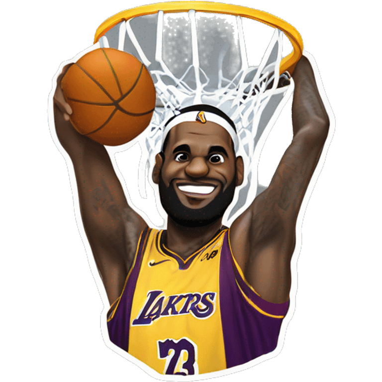 LeBron James dunking lakes logo emoji