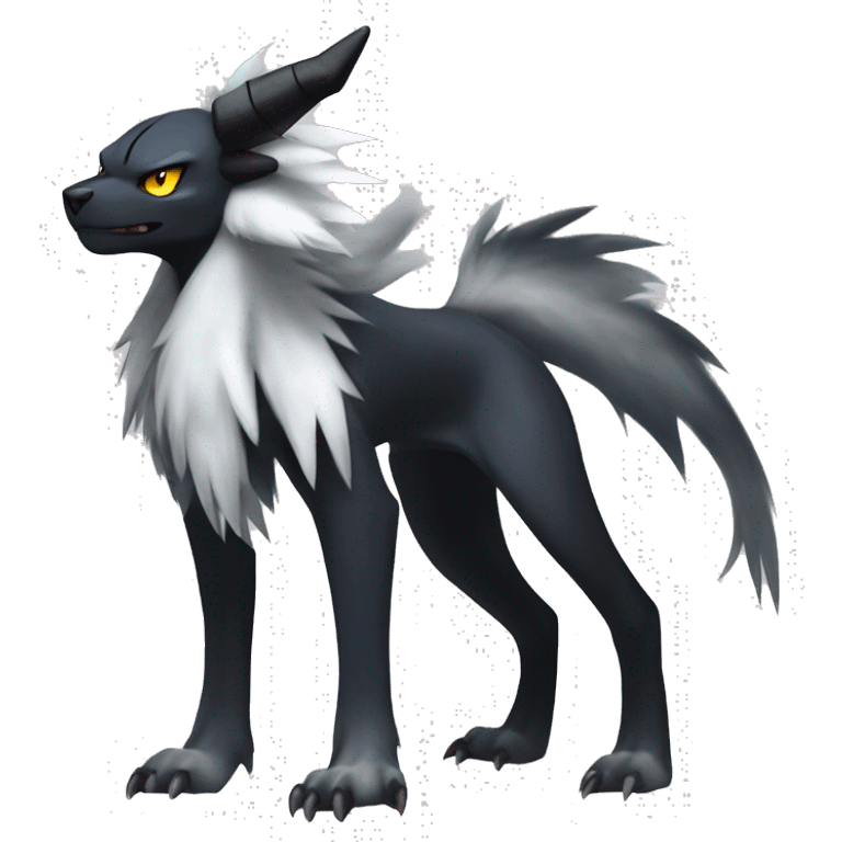 Cool Edgy Absol-Houndoom-Luxray Fakémon Digimon with Edgy markings, full body, outlined emoji