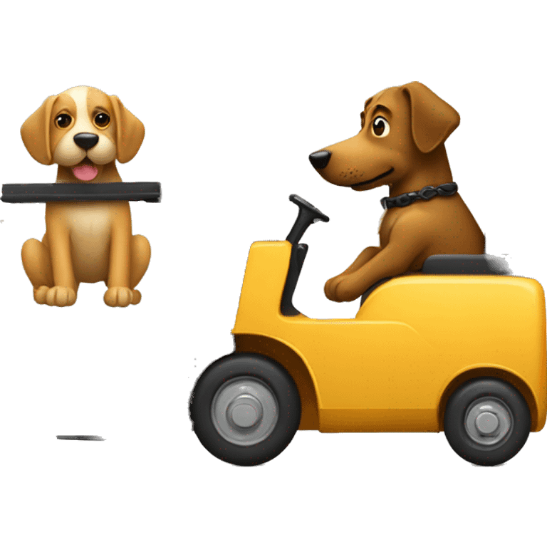 A dog driving a forklift emoji