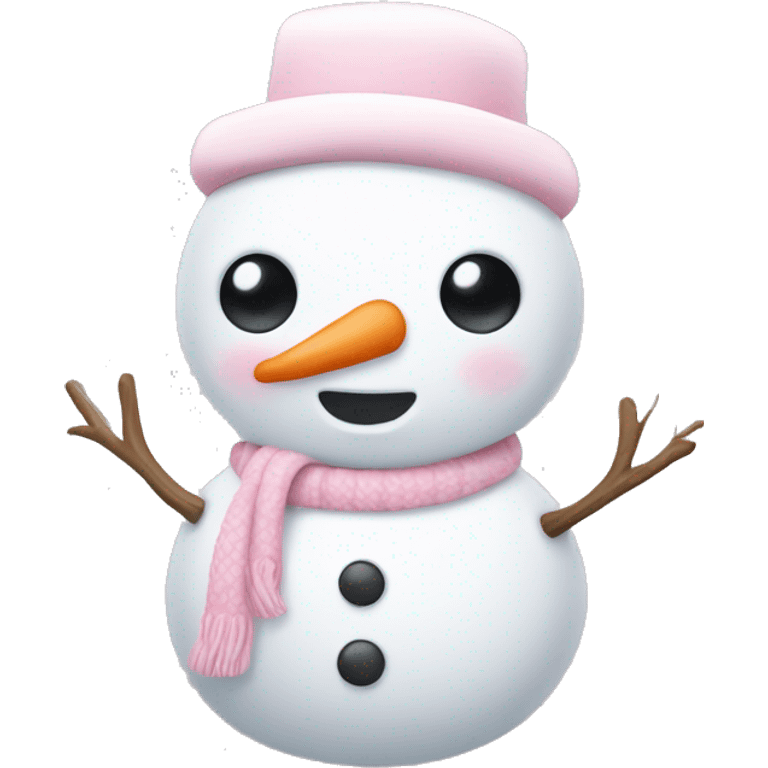 Cute white and light pink snowman emoji