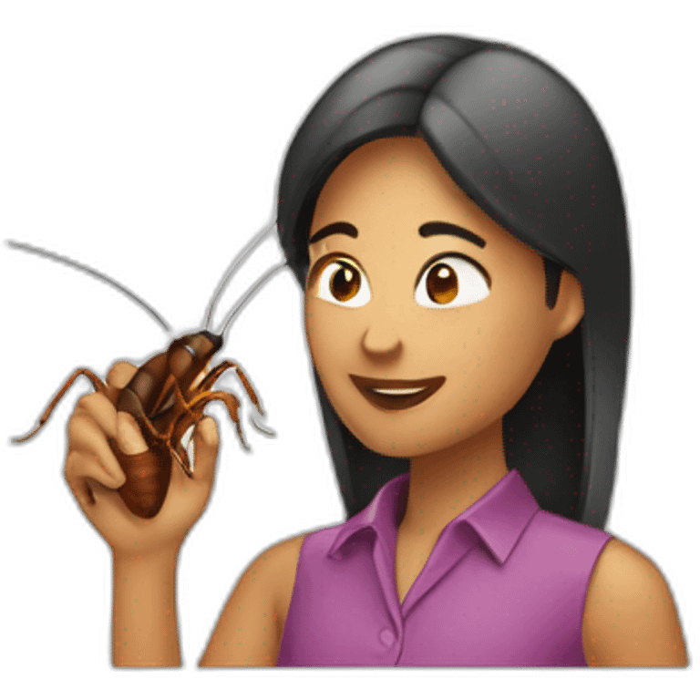 Woman spraying cockroach emoji