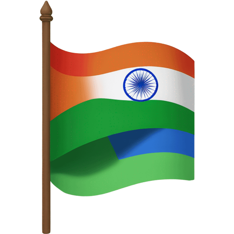 A flag split in two colours - top colour blue, botton colour green and in the middle the wheel of indian flag in colour red emoji