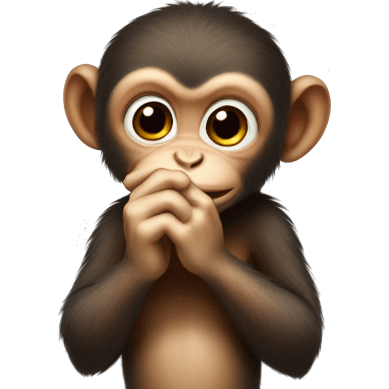 Cute baby monkey with hands over mouth emoji