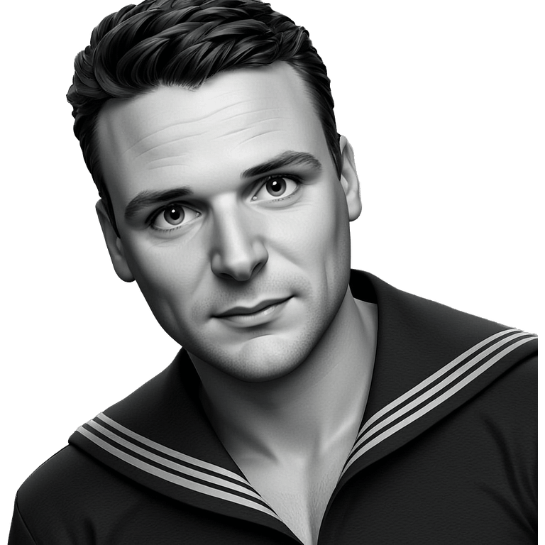 sailor boy portrait in greyscale emoji