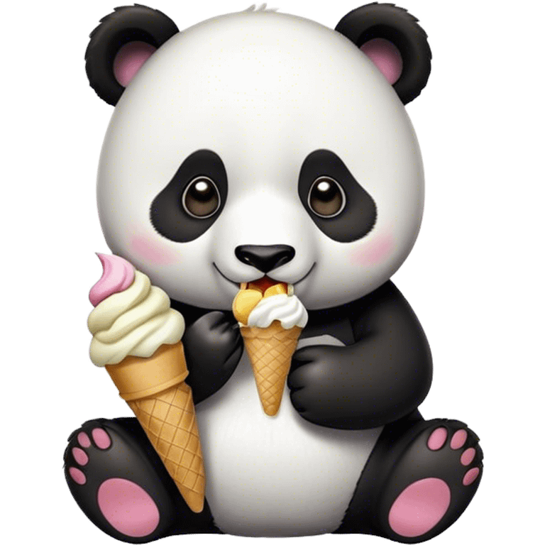 Panda eating ice cream emoji