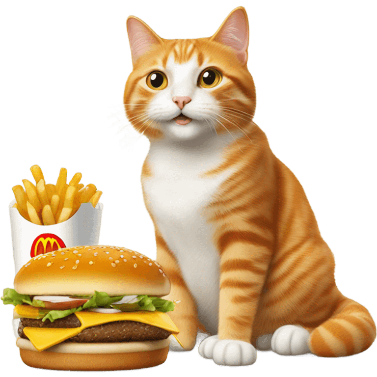 Orange cat eating mcdonald’s  emoji