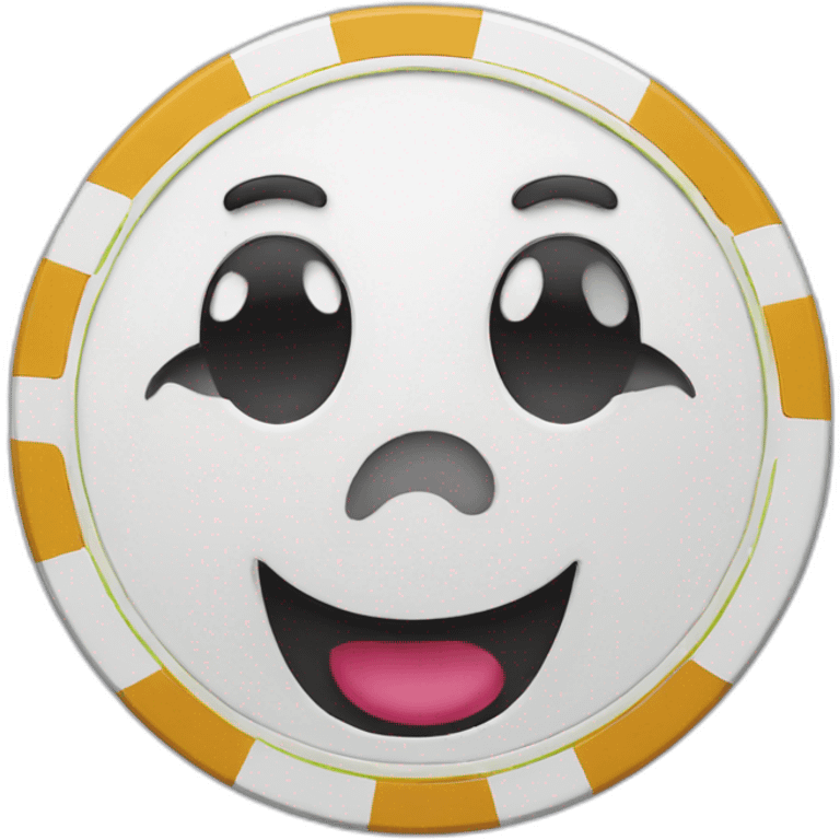 a casino chip with cartoon face emoji