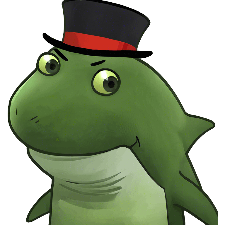 Shark with a top hat emoji