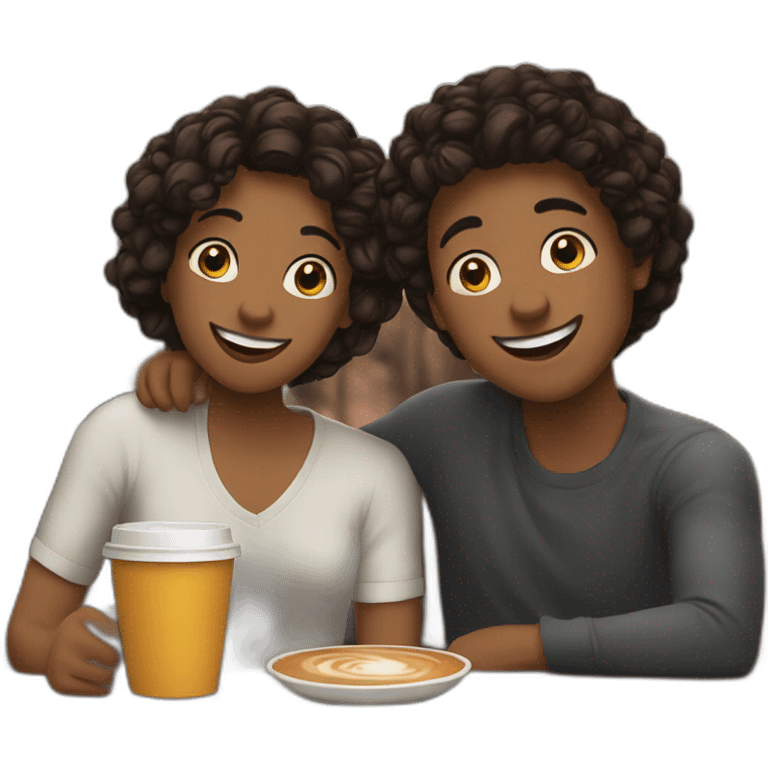 friends reunited at a coffe place emoji