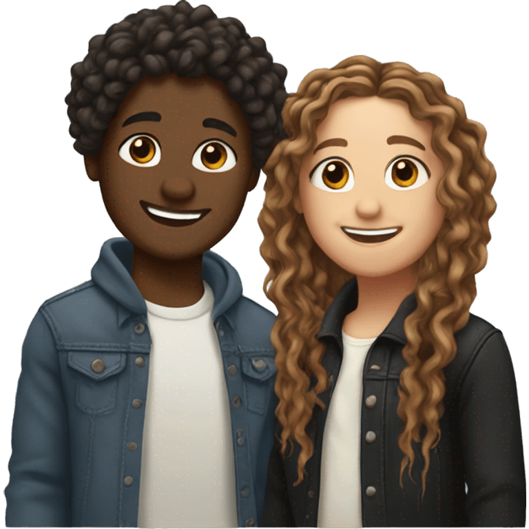 two best friends where one is white with long brown wavy hair and the other is black with butterfly locs emoji