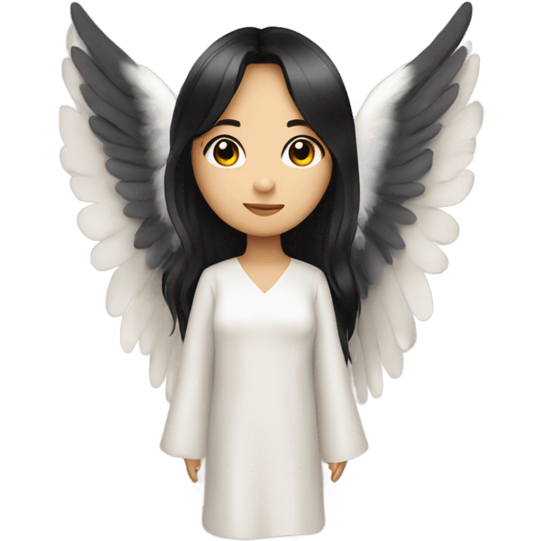 Asian Angel girl with black hair and wings emoji