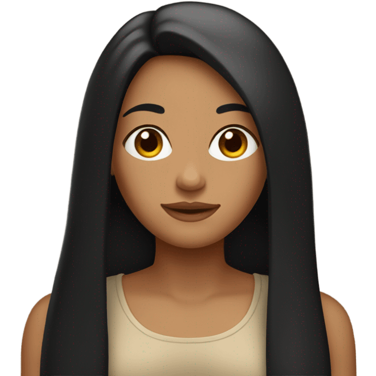 Tan girl with long black hair emoji