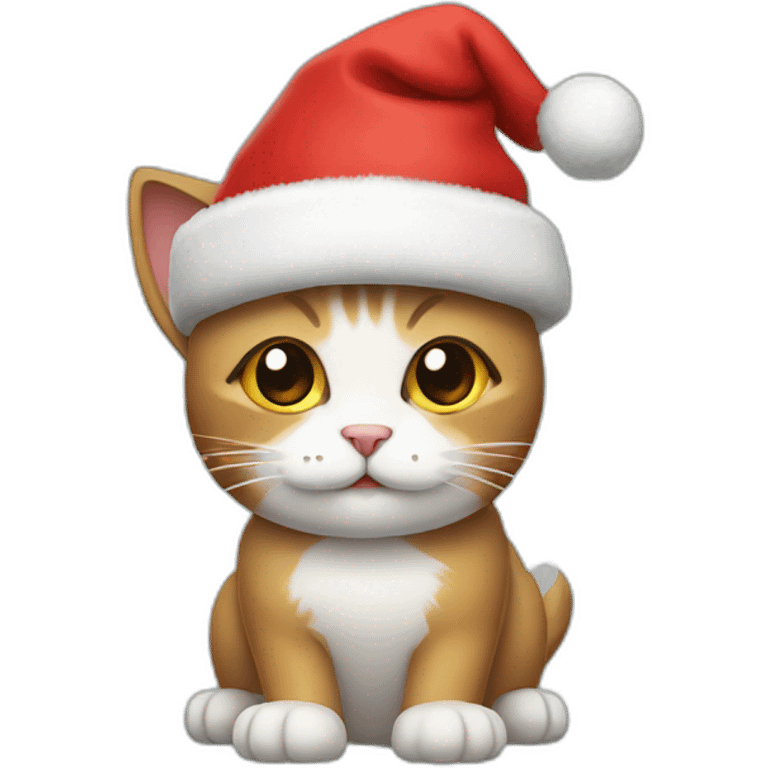 cat with a christmas hat emoji