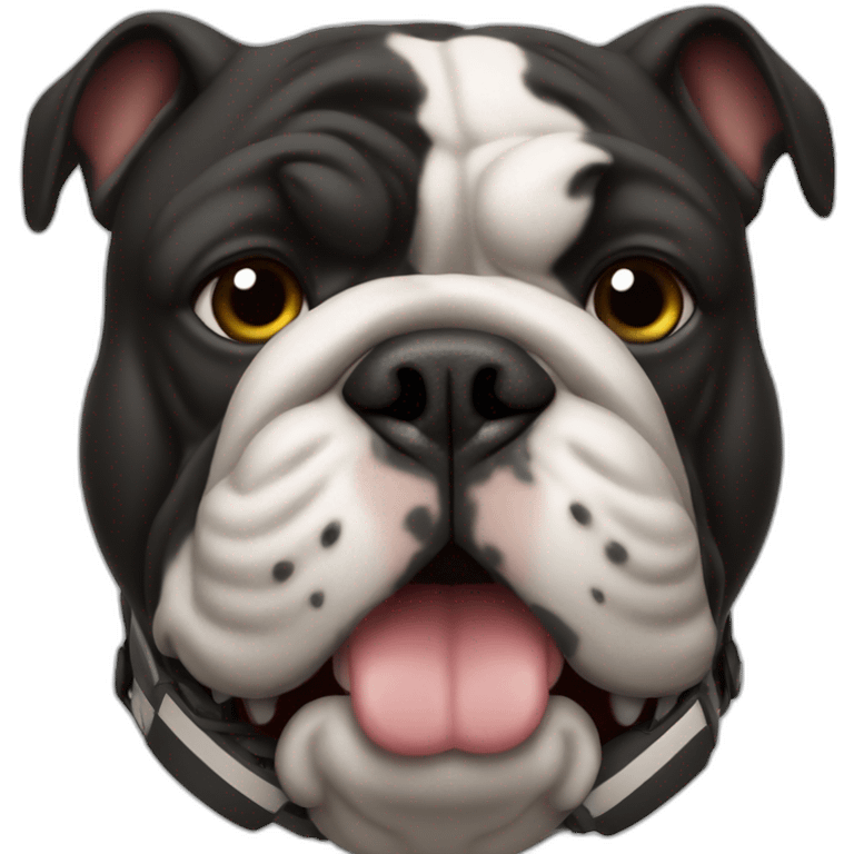 Black bulldog wearing a football helmet emoji