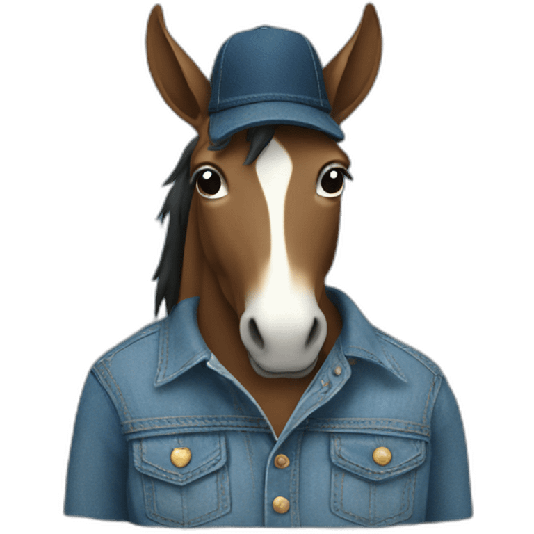 Mule wearing denim emoji