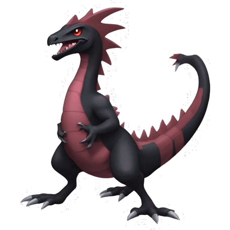 cool edgy black and maroon Dark-type nargacuga Salazzle Nargacuga Salandite Pokémon full body emoji