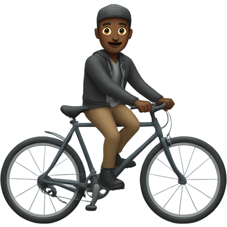 Black man riding bicycle on a misty day  emoji