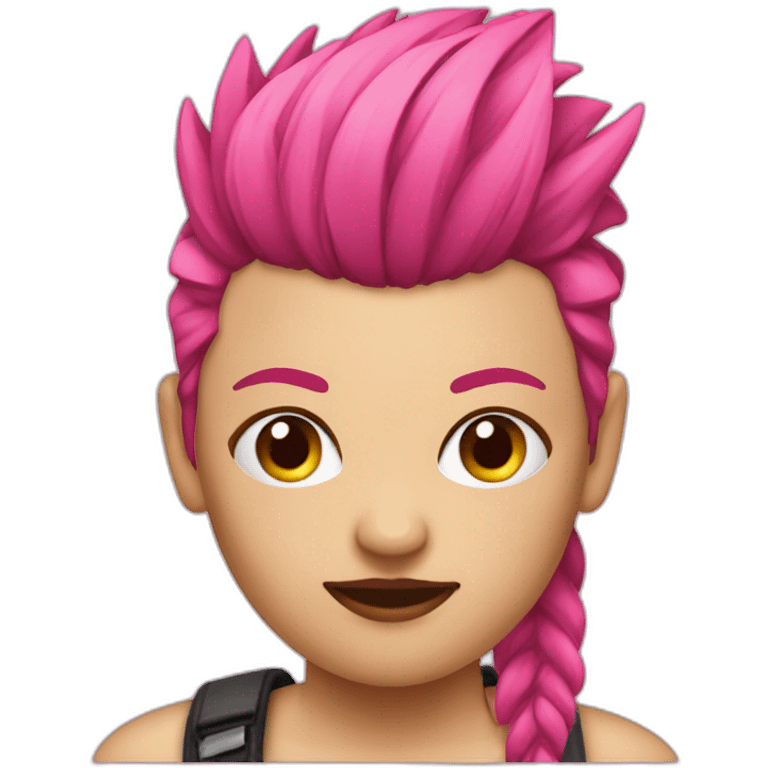 Woman Bruised punk with pink Mohawk emoji