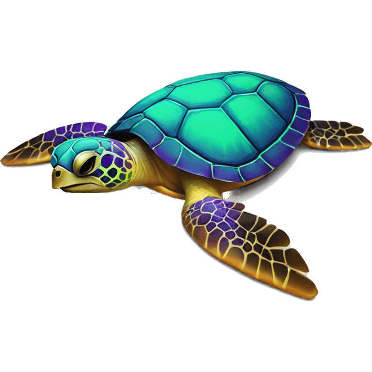 Neon sea turtle emoji