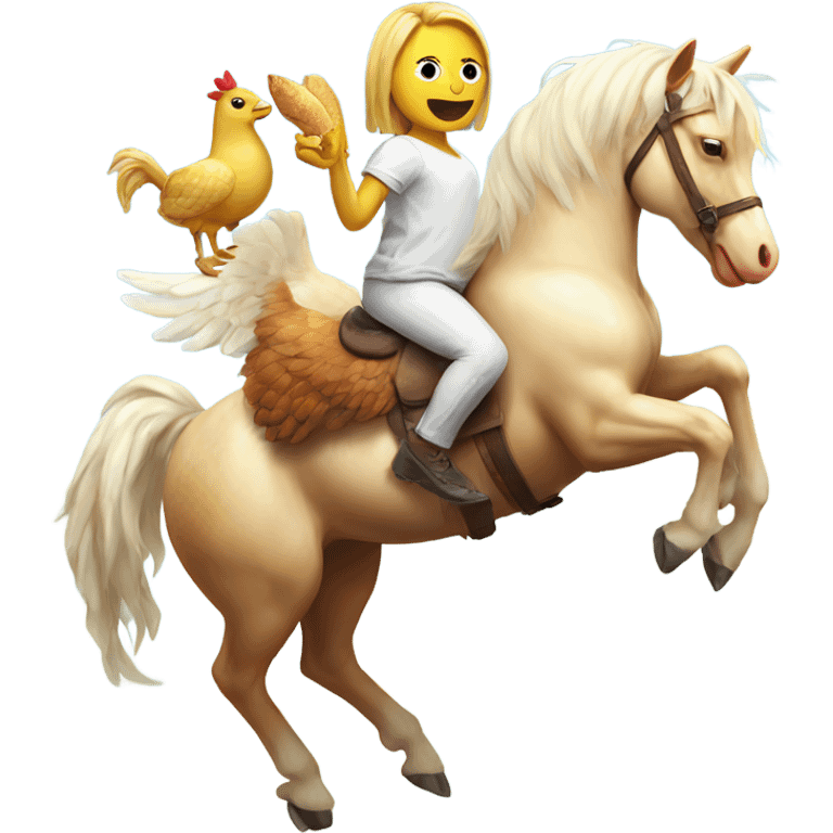 unicorn riding on chickens back in the sun emoji