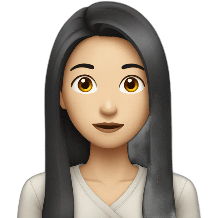 Asian woman with long hair and try to recommend something emoji