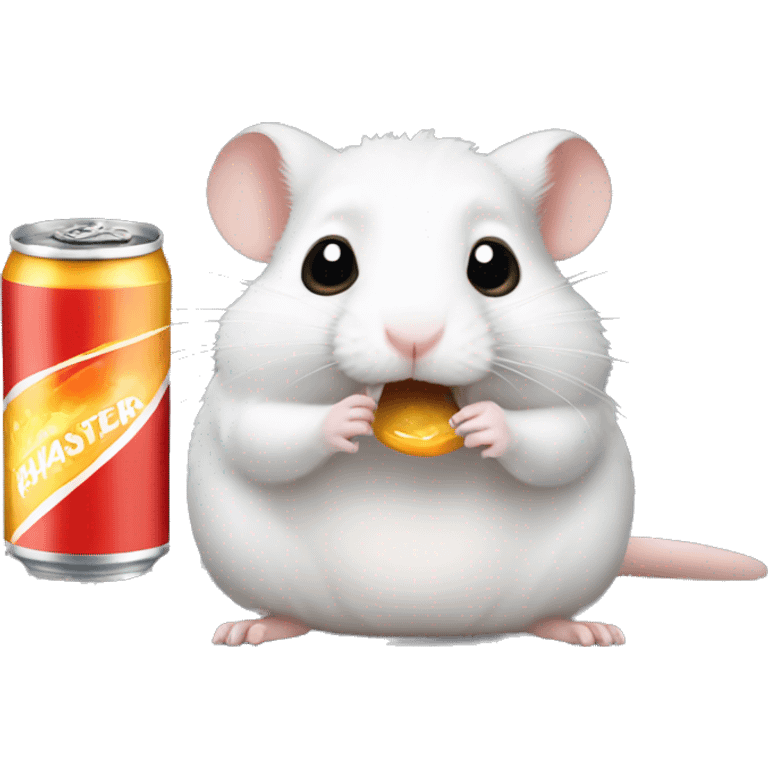 hamster with big eyes drinking energy drink emoji