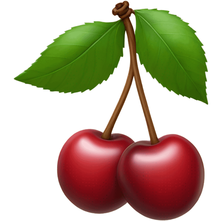 Two cherries held by bow ribbon stem emoji