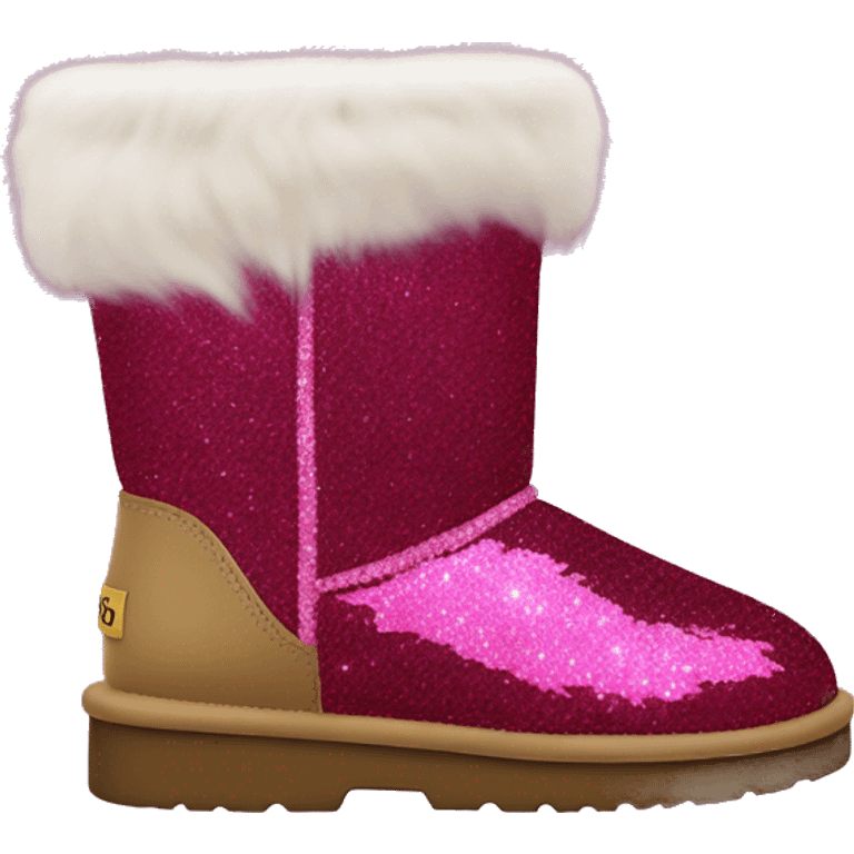 Realistic raspberry glitter and fur Ugg boots. emoji