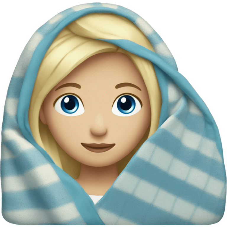 Blond girl blue eyes with blanket emoji