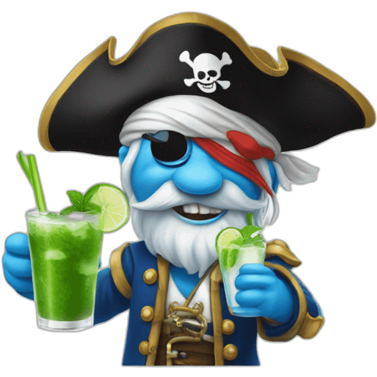 pirate Papa Smurf drinking mojito emoji