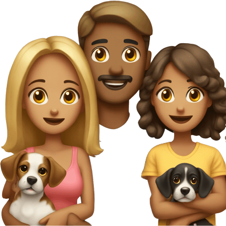 familia, casal e 2 cachorros emoji