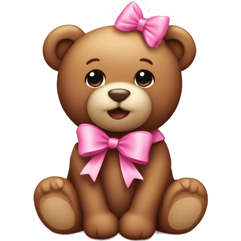 Cute teddy bear with pink bow emoji