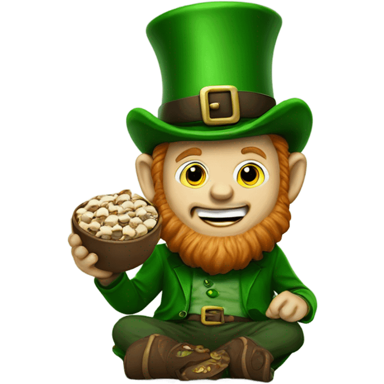 Leprechaun eating a buckeye emoji