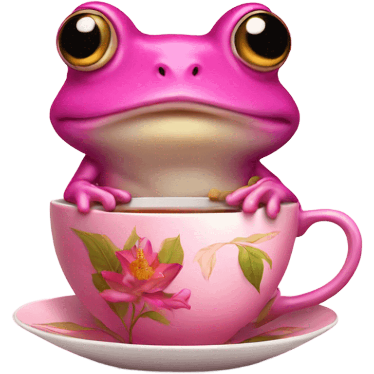 Pink frog sipping on tea emoji