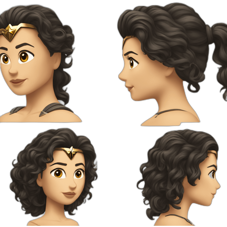 Fille Wonder woman cheveux blancs et court emoji